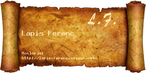 Lapis Ferenc névjegykártya